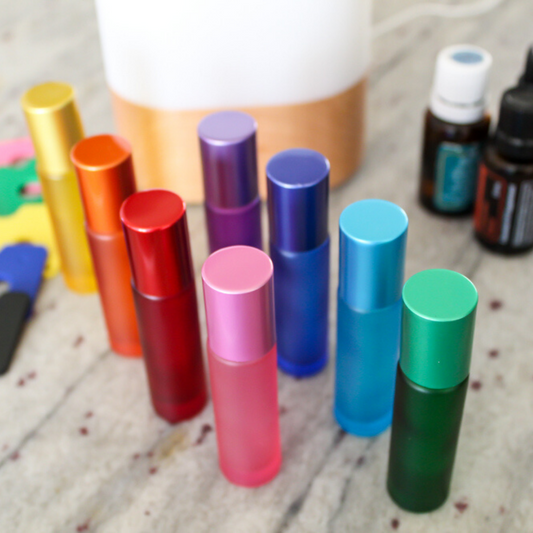 Essential Oil Frosted Glass Roller Bottles (sets of 4 or 8)