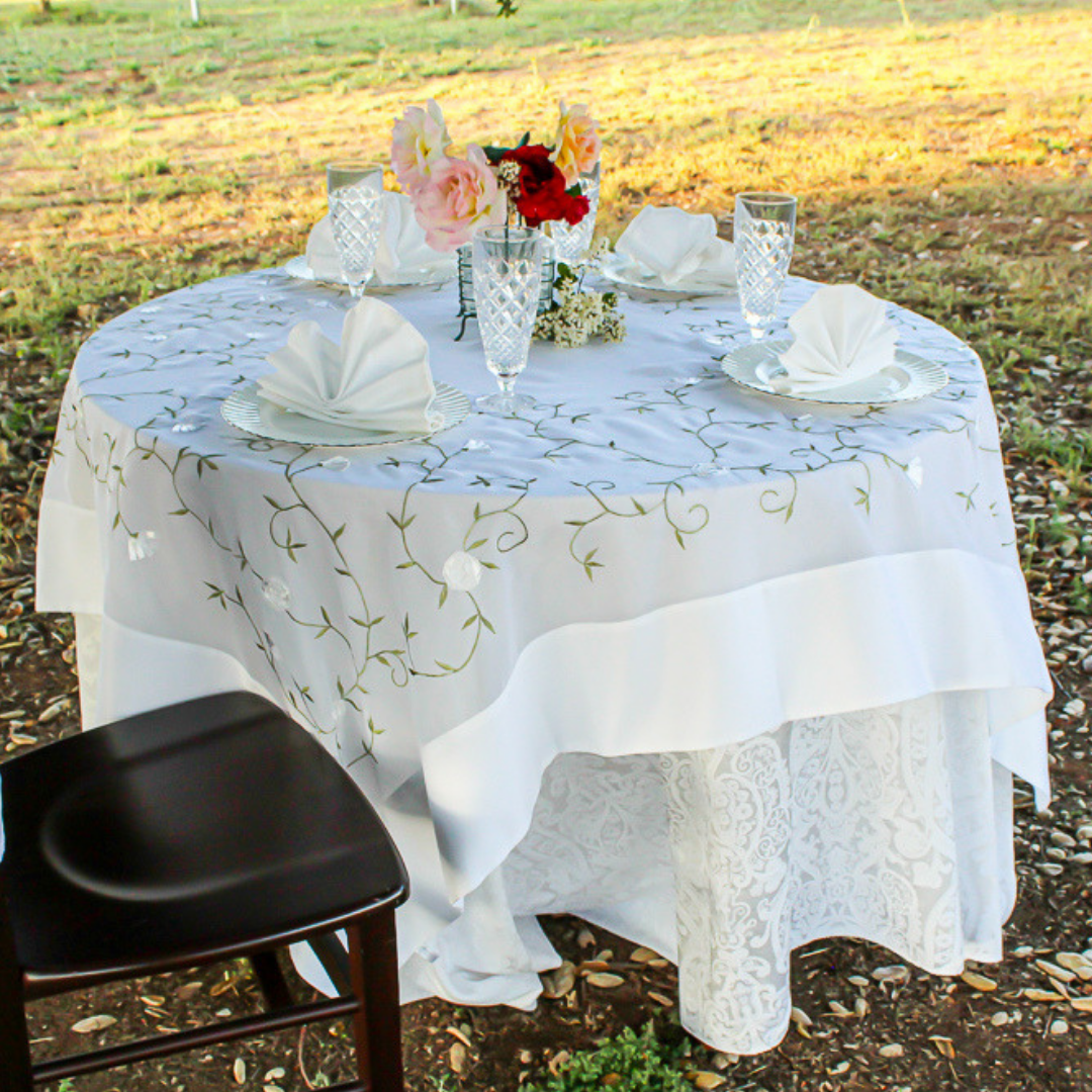 Ribbon Embroidered Table Topper