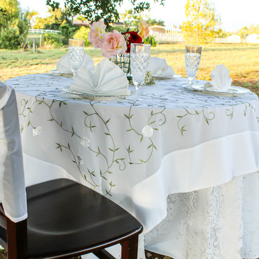Ribbon Embroidered Table Topper