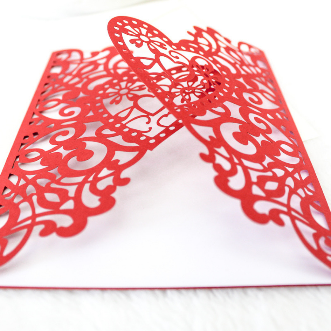 Heart Laser-cut Stationery with FREE envelope seals (set of 4)
