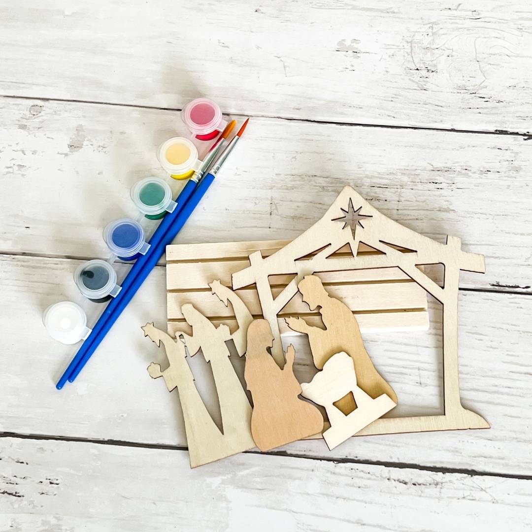3d wood christmas craft kit nativity