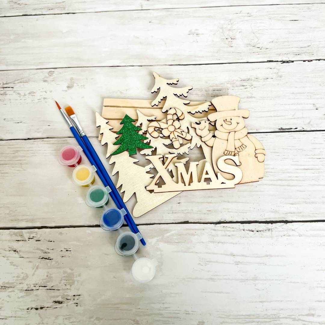 3d wood christmas craft kit snowman