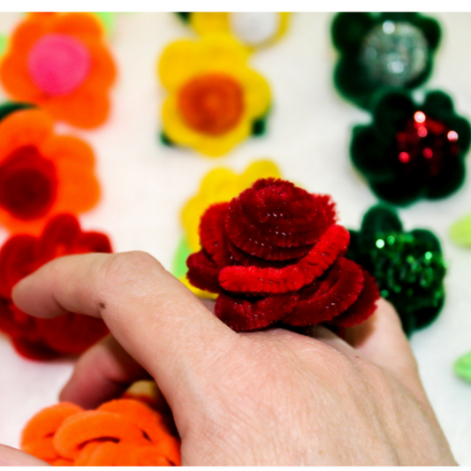 Fuzzy Flower Rings (set of 3)