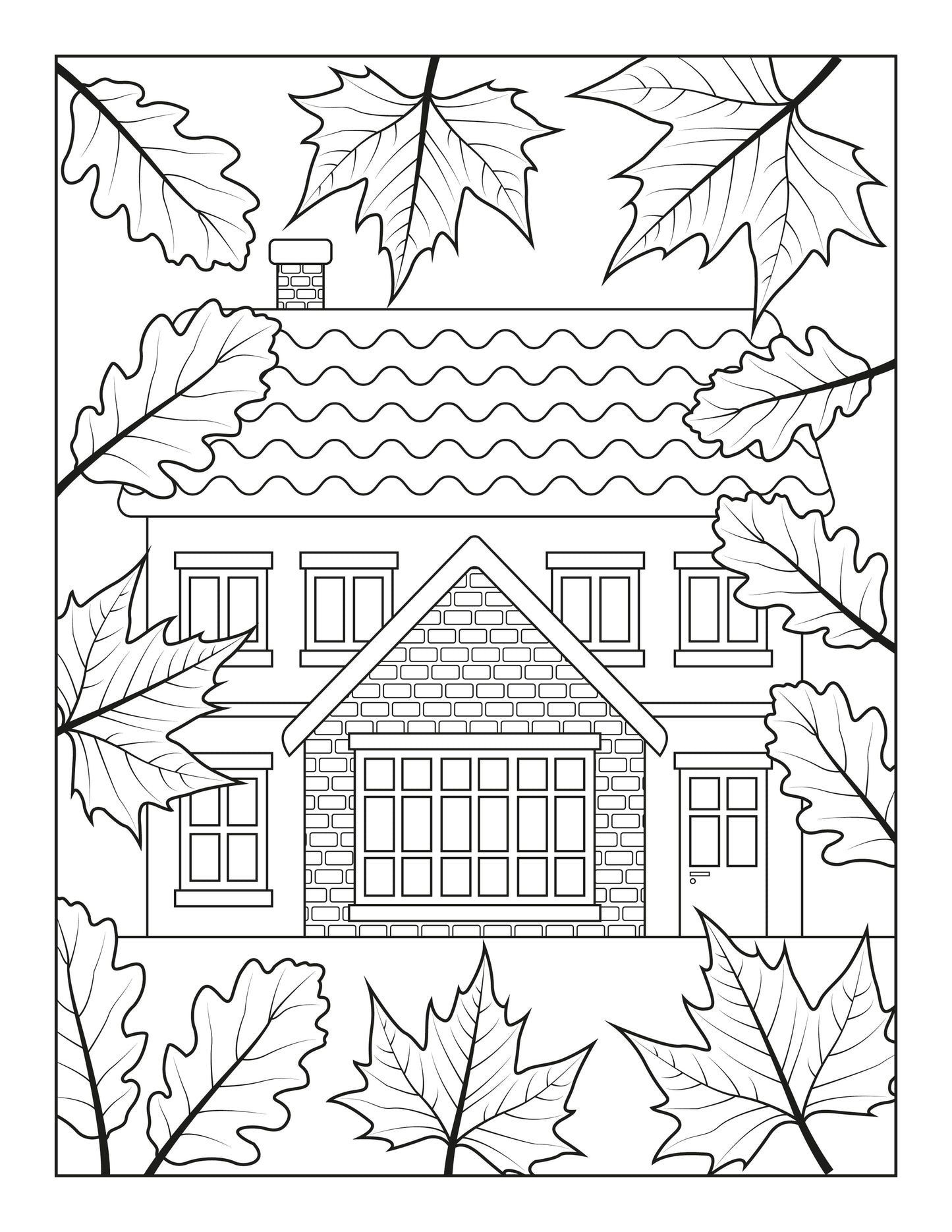 Fall House Coloring Page
