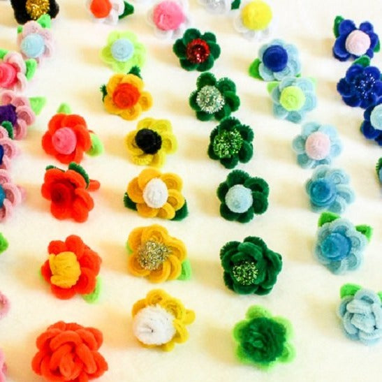 Fuzzy Flower Rings (set of 3)