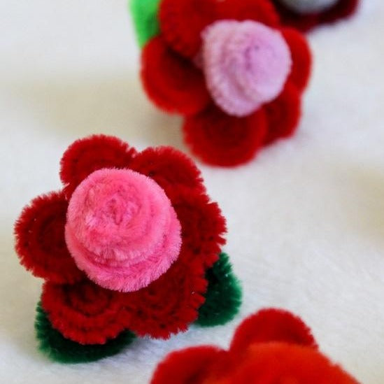 Fuzzy Flower Rings (set of 3)
