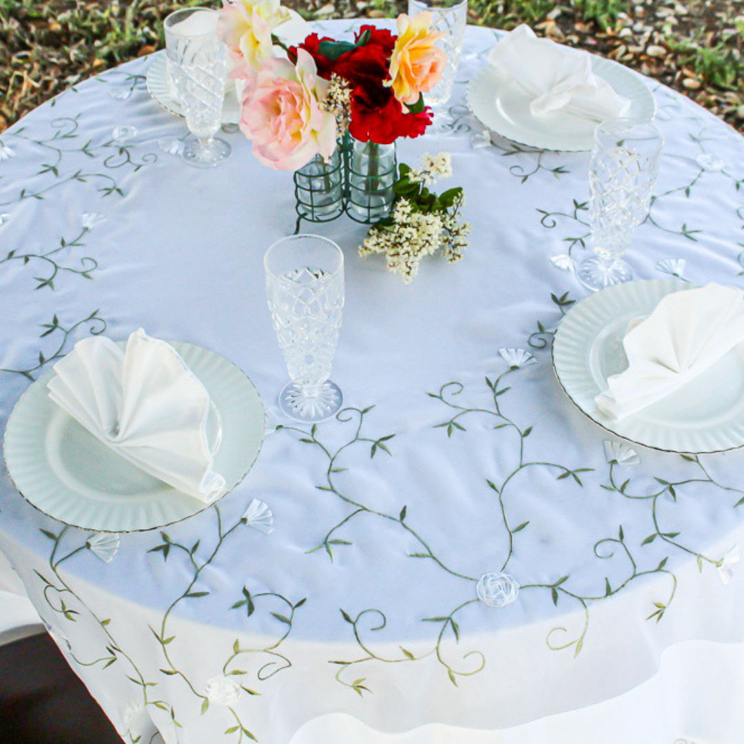 Ribbon Embroidered Table Topper