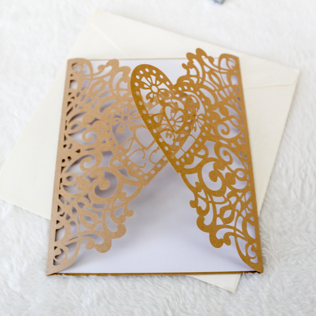 Heart Laser-cut Stationery with FREE envelope seals (set of 4)