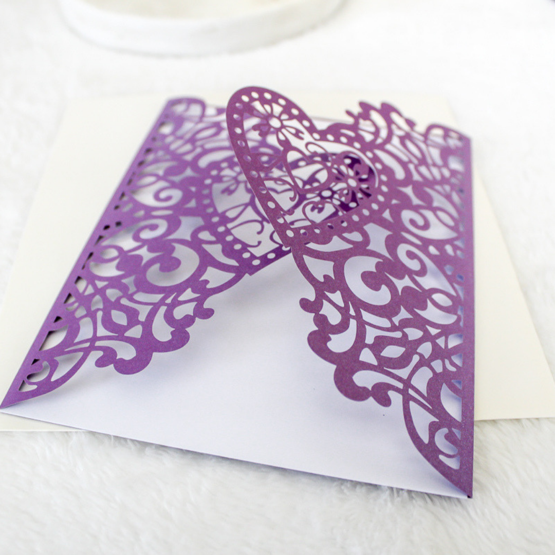 Heart Laser-cut Stationery with FREE envelope seals (set of 4)