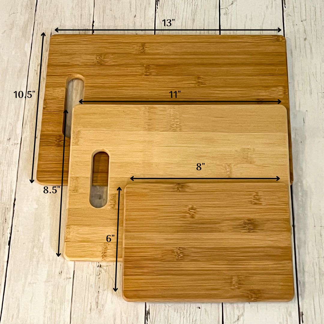 butter boards in 3 sizes with measurements