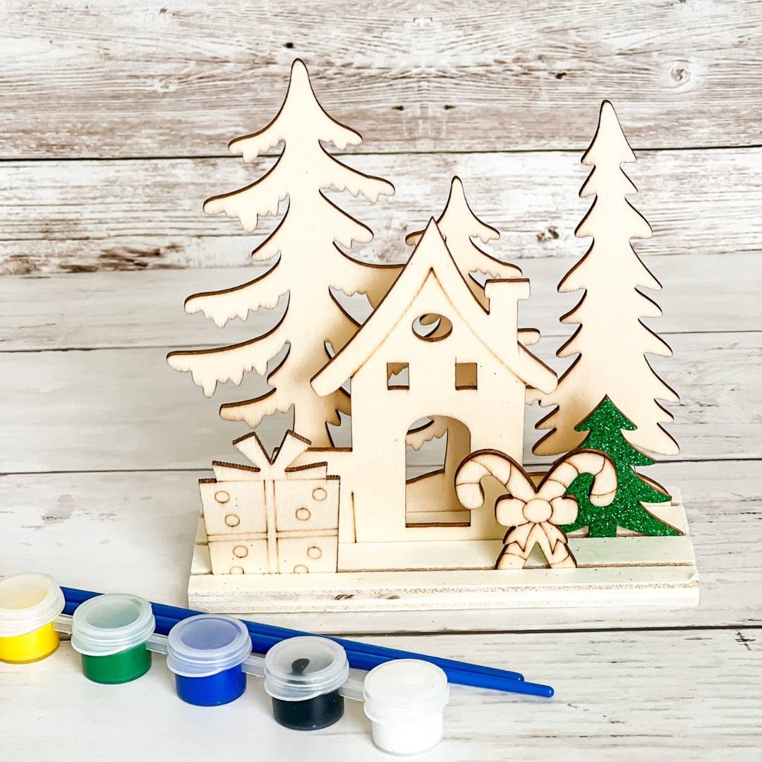 3d wood christmas craft kit house