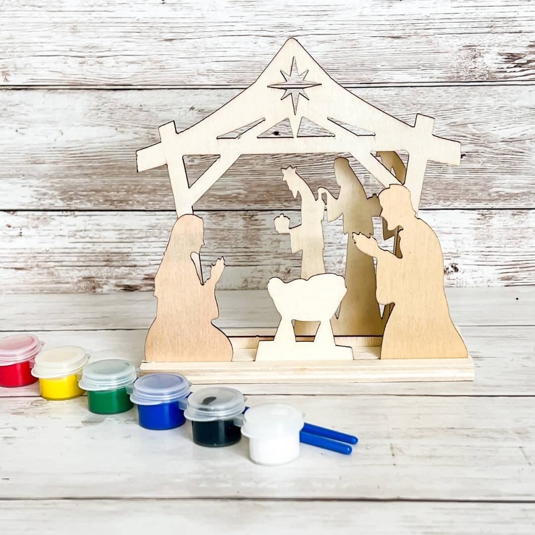 3d wood christmas craft kit nativity