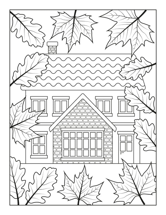 Fall House Coloring Page